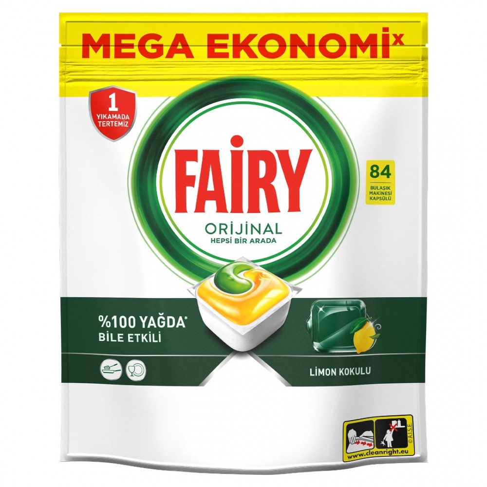 Fairy Hepsi Bir Arada Bulaşık Makinesi Deterjanı  Tableti 84 Yıkama Limon Kokulu