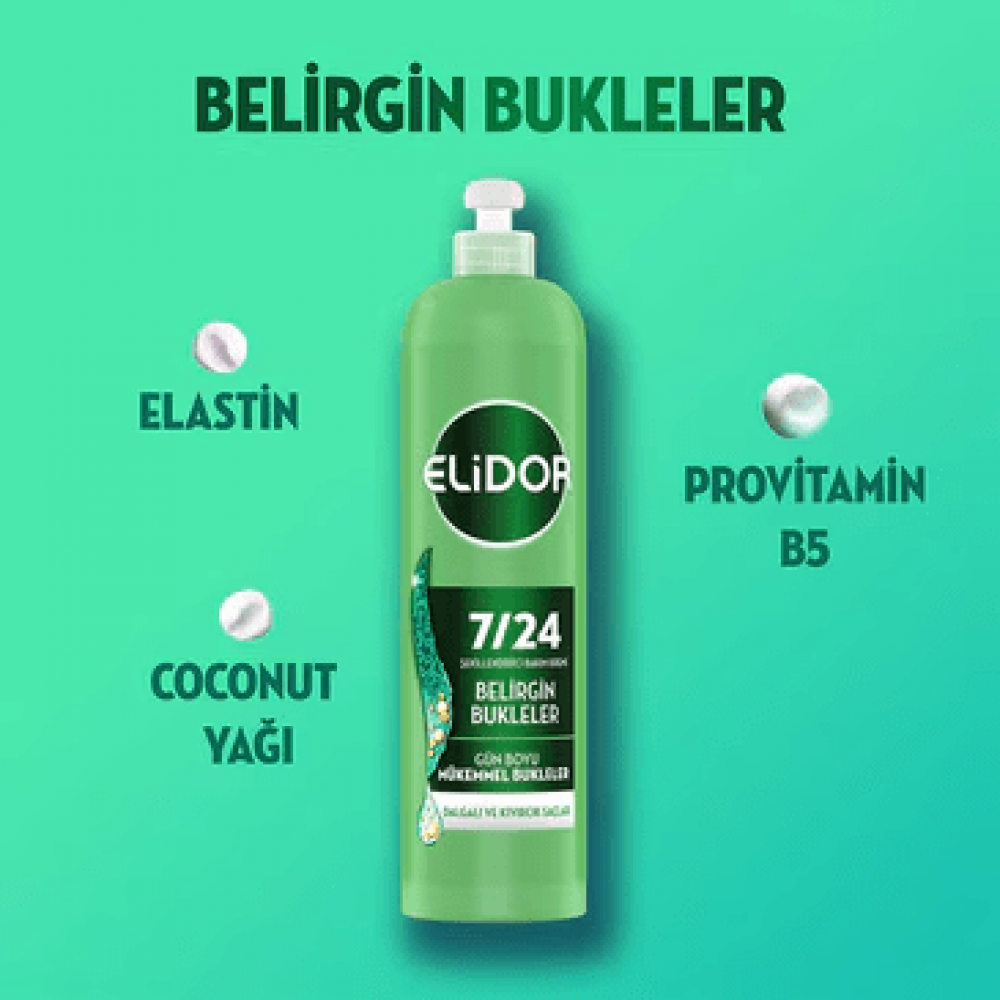 Elidor 7/24 Şekillendirici Saç Bakım Kremi Belirgin Bukleler Dalgalı ve Kıvırcık Saçlar 240 ml