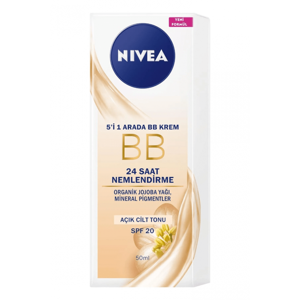 NIVEA Essentials BB Krem,24 Saat Nemlendirme + Işıltı Açık Ton Gündüz Yüz Bakım Kremi 50 ml