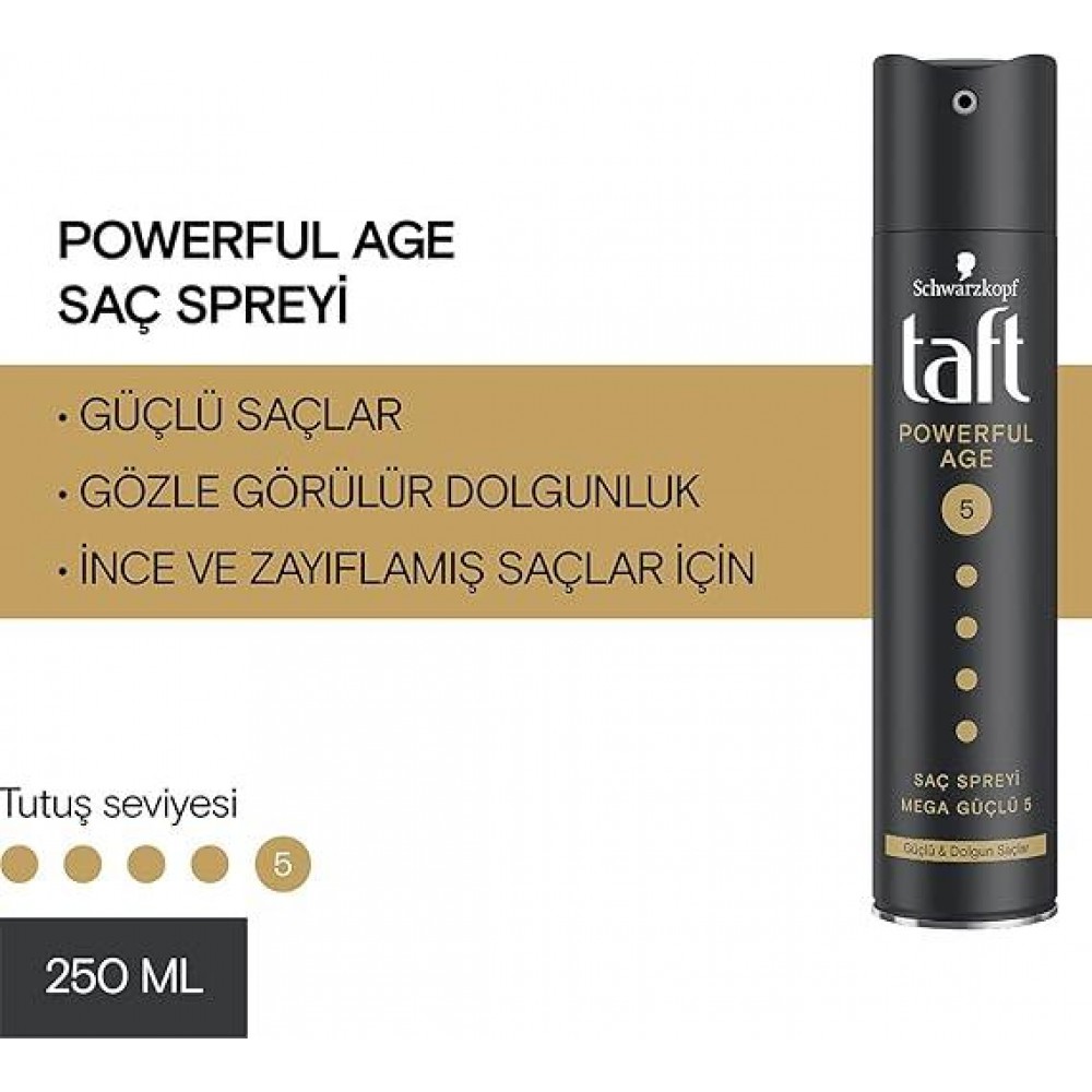 Taft Powerful Age (İnce ve Zayıflamış Saçlar İçin) Sprey 250 ml